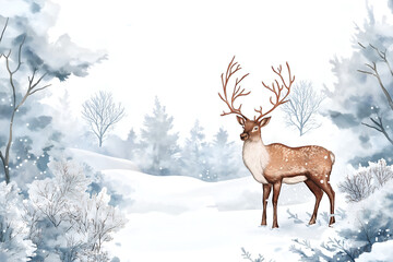 deer in snow, Generative AI
