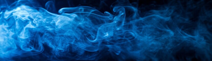Obraz premium Abstract Swirling Blue Smoke on Black Background