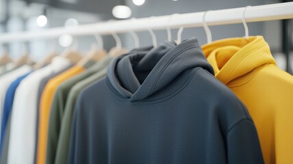 Stylish Hoodies on Rack Apparel Store Fashion Clothing Retail