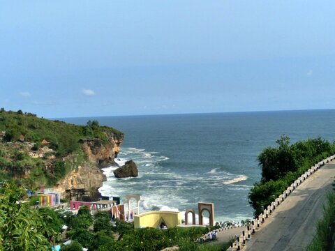 Aerial view of sea, heha sky view region of yogyakarta