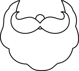 Cute santa beard outline vector isolated.
Transparent background.