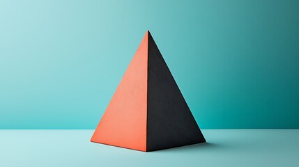 Fototapeta premium Aesthetically Symmetrical Black and Red Triangle on a Soft Blue Background Showcasing Modern Design Elements and Geometric Shapes for Abstract Art Inspiration