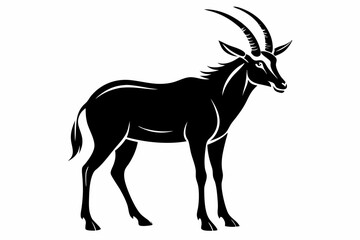 Arabian Oryx Silhouette Desert Wildlife Vector Art, silhouette of a gazelle head vector black animal illustration on a white background.