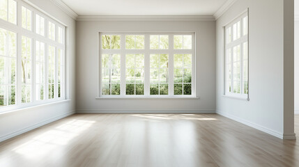 Obraz premium Bright and Airy Empty Room Interior with Soft Light and Clean Design