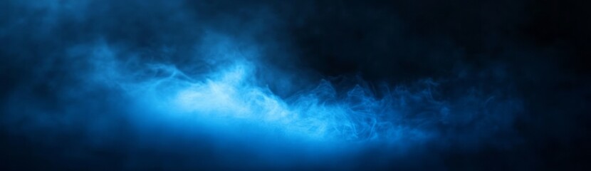 Abstract Blue Smoke Curls and Swirls Against a Dark Background