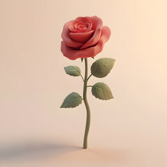 Red Rose on Minimal Blue Background