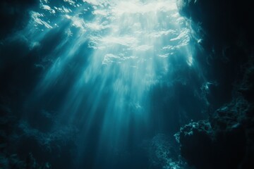 Obraz premium Sunlight Beams Through Ocean Water Layers