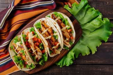 Delicious Chicken Tacos with Lettuce and Tomato