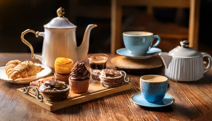 Fototapeta premium Coffee and dessert at the cafe