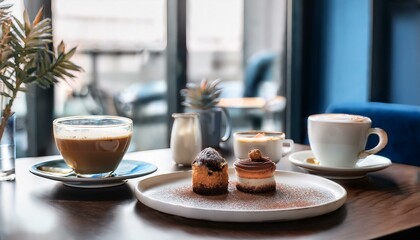 Obraz premium Coffee and dessert at the cafe