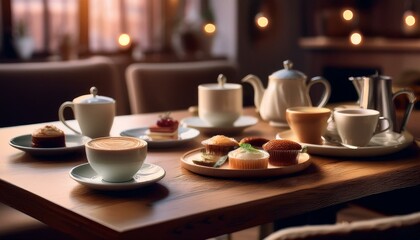 Coffee and dessert at the cafe