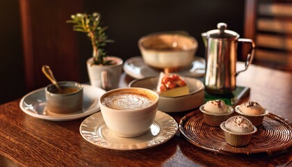 Fototapeta premium Coffee and dessert at the cafe