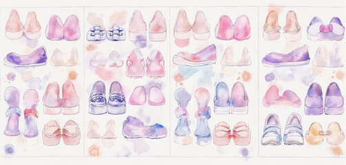  Watercolor shoes in pastel tones with detailed and chic designs