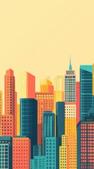 Obraz premium Minimalist Cityscape Illustration with Simple Blocks
