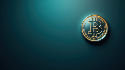 Stablecoin emblem with Bitcoin design on teal background.