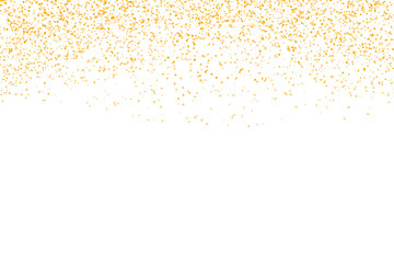 Gold glitter frame isolated on a transparent background, with falling gold sparkles for celebratory decoration. Randomly scattered glitter confetti adds a festive touch, perfect .background with stars