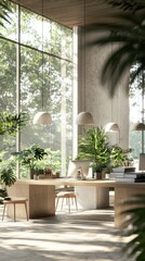 Fototapeta premium Tranquil Office Space with Natural Light