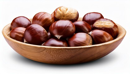 Obraz premium Chestnuts in a bowl isolate on White background