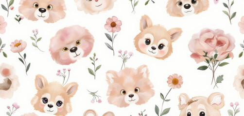 Obraz premium Cute watercolor foxes in a playful woodland design