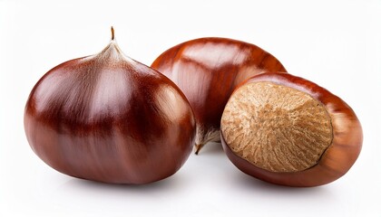 Obraz premium Closeup Chestnuts isolate on White background