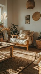 Cozy Rustic Lounge with Large Armchair and Natural Decor