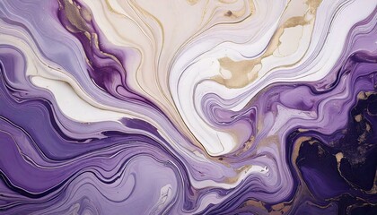 Lavender and Cream Ethereal Marbling with Organic Flow