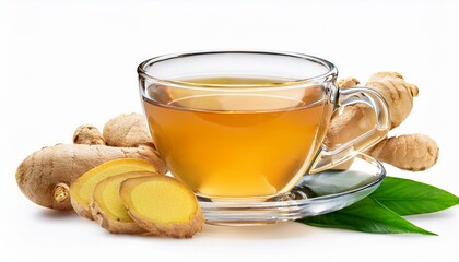 Collection of Ginger Tea on isolate White background, PNG