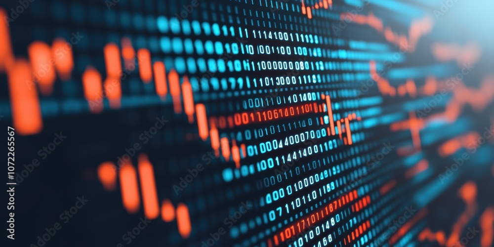 Poster monitor real-time stock market data with dynamic green and red performance indicators