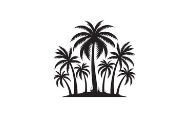 palm tree silhouette vector illustration outline art logo