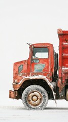 Red Dump Truck in Winter