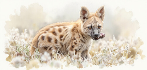 Obraz premium Illustration of a spotted hyena standing in a natural habitat