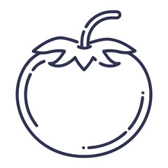 Obraz premium Tomato icon with leaves in minimalist line art style