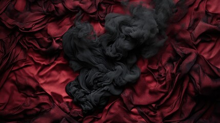 Dramatic black smoke on a rich burgundy textured background, evoking mystery and sophistication, high-quality realism,