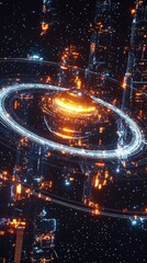 Fototapeta premium Futuristic Ringed Planet in Cosmic Landscape