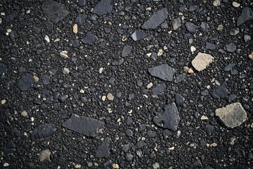 Fototapeta premium Black asphalt road texture background with small stones and debris.