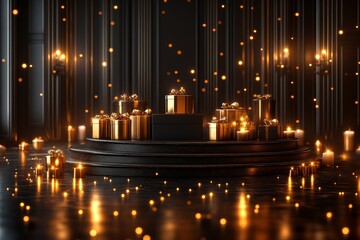 Luxury Gift Boxes with Glowing Candles: Festive Decor and Romantic Atmosphere