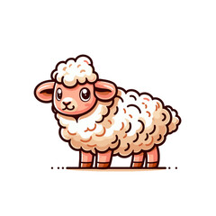 Obraz premium Cute little cartoon sheep character vector isolated illustration 