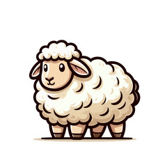 Obraz premium Cute little cartoon sheep character vector isolated illustration 