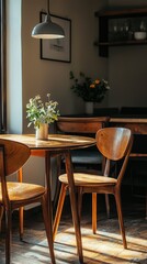 Cozy Dining Area with Wooden Chairs and Natural Light