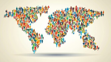 Obraz premium Colorful Abstract World Map with Diverse People