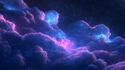 Fototapeta premium A Starry Night Sky with a Glow-in-the-Dark Cloud Formation