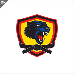 Emblem of kyokushin karate power fist . Vector.