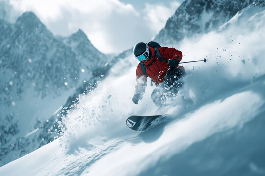 Snowboarder executes an impressive backflip above a snowy mountain landscape