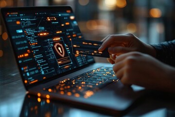 Obraz premium Secure Online Payment with Credit Card and Digital Security