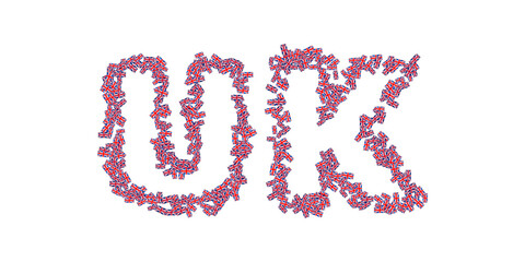 uk text arranged with united kingdom flag. vector illustration isolated on white background