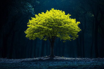 Tree is in the middle of a forest