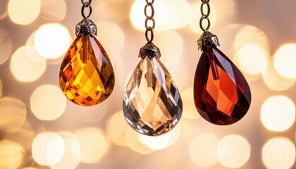 Gemstone jewelry collection glowing under soft holiday-themed lighting