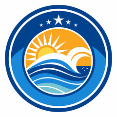 sun and sea logo vector illustration