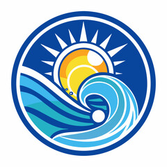 sun and sea logo vector illustration