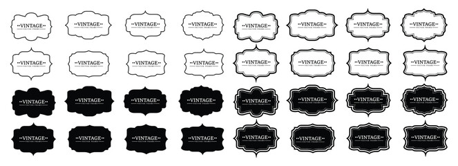 Set of ornamental label frames, vintage frames, collection of retro labels, badges and banners vector decorative elements. Royal wedding insignia, sale sticker or invitation card.